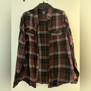 Men’s Burgundy and Black Plaid Flannel
